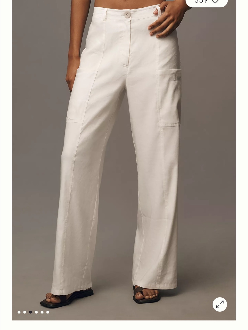 Anthropologie Linen Blend Ivory Pants, Large